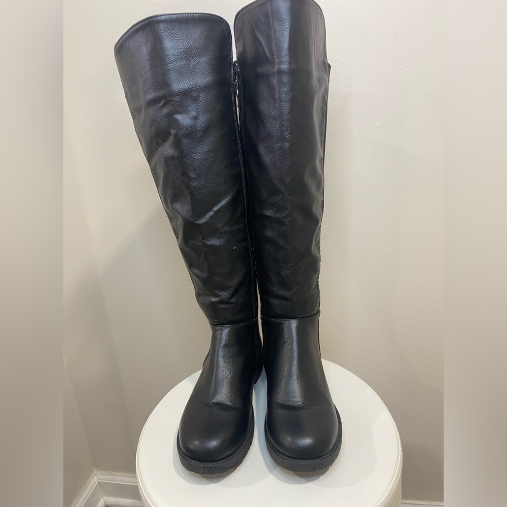 Wanted womens Black faux Leather Knee-High Boots - Picture 2 of 8